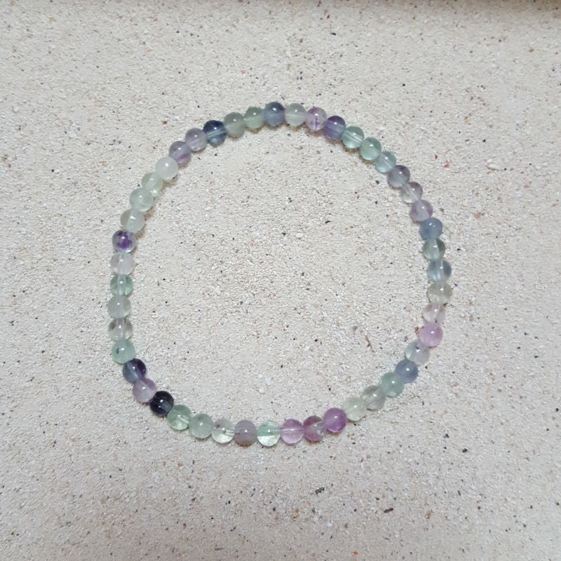 Pulsera Fluorita Multicolor Cuentas de 4 mm. Protección, Estructura - Caleidoscopio