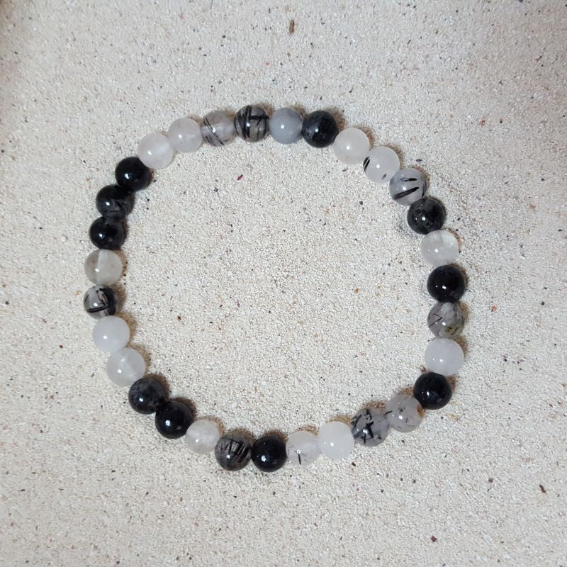 Pulsera Cuarzo Turmalinado Cuentas de 6 mm. Protección - Caleidoscopio