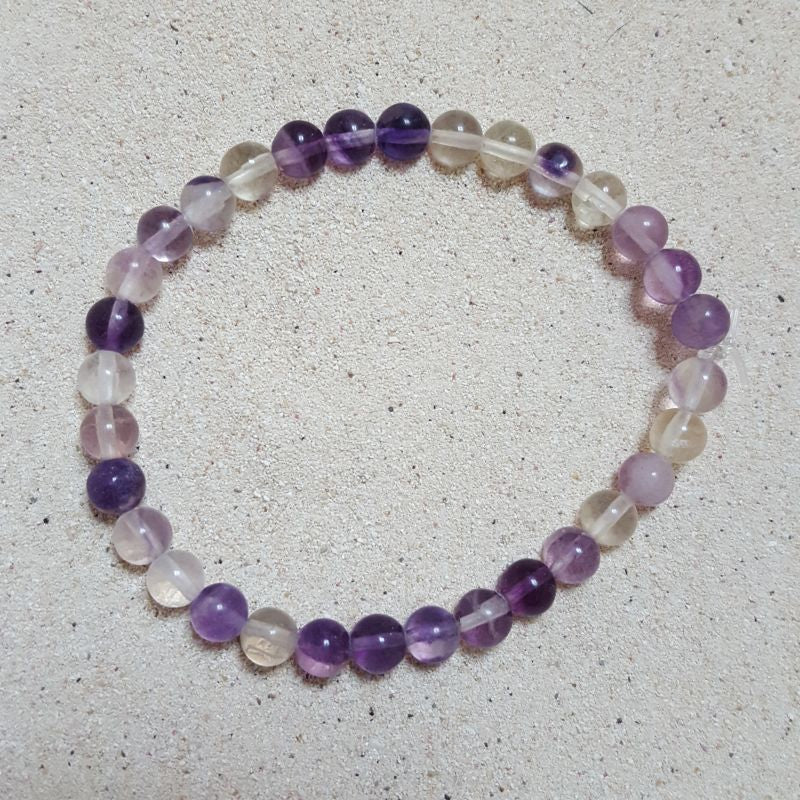 Pulsera Fluorita Morada Cuentas de 6 mm. Protección, Estructura - Caleidoscopio