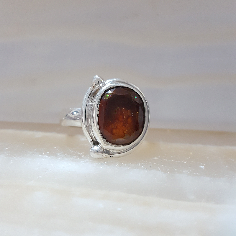 Anillo de Ágata de Fuego Plata 925 Talla 8 Mod 1053 - Caleidoscopio