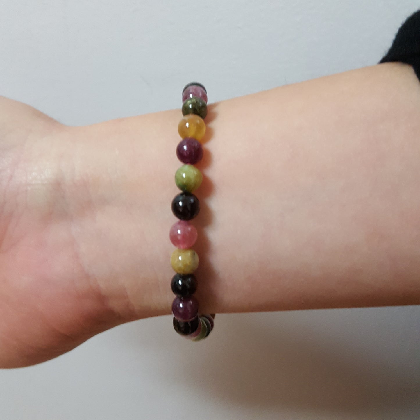 Pulsera Auténtica Turmalina Sandía cuentas 6 mm. - Caleidoscopio