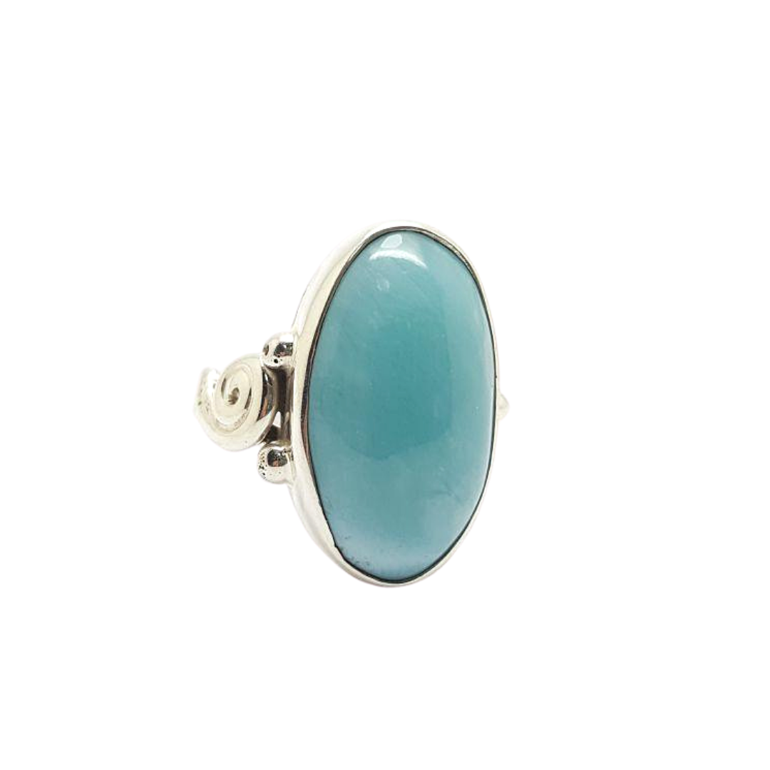 Anillo de Larimar AAA en Plata 925 Medida 7.5