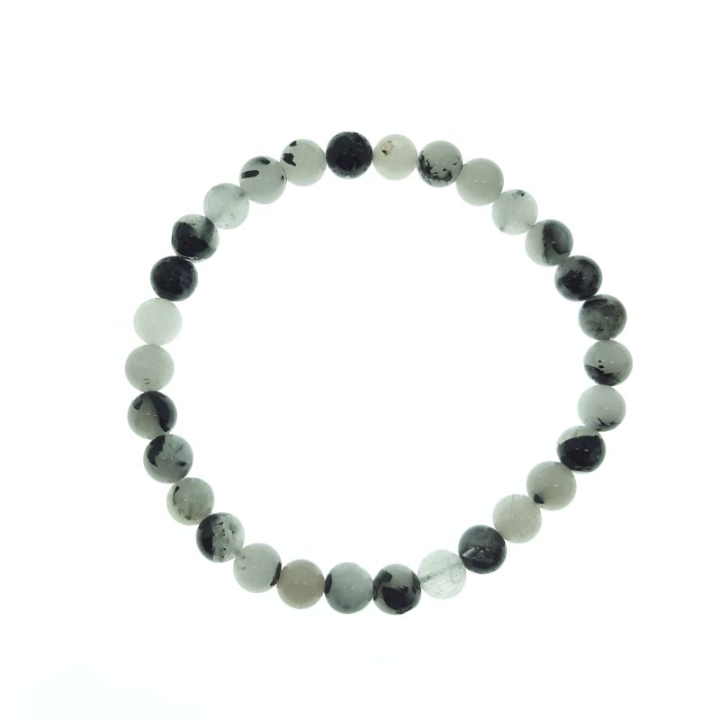 Pulsera Cuarzo Turmalinado Cuentas de 6 mm. Protección - Caleidoscopio