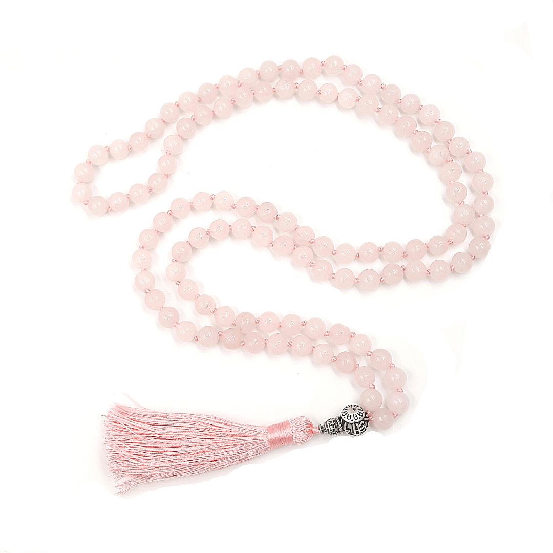 Japa Mala Cuarzo Rosa 8 mm.108 cuentas Meditación