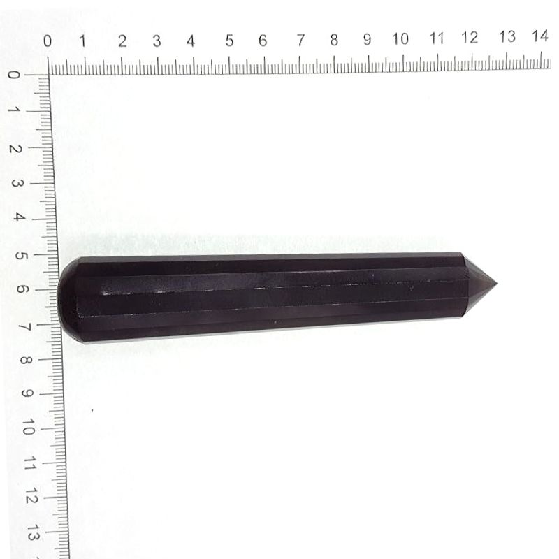 Obsidiana Vara en Punta y Extremo Redondo 16 Facetas. 12 cm. - Caleidoscopio