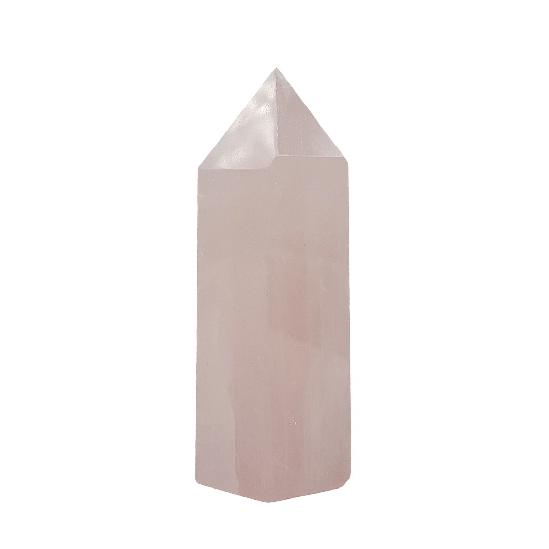Punta Generador Cuarzo Rosa Natural 68 -78 g 6.4 - 6.8 cm alto