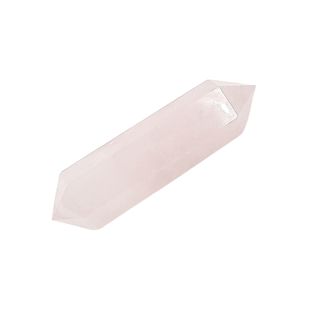 Vara de Cuarzo Rosa Doble Punta Tallada de 8 - 9 cm