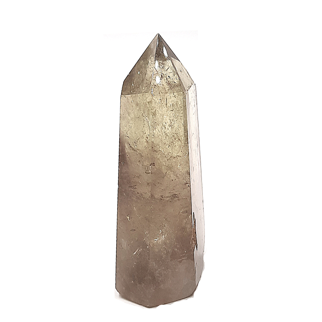 Punta Generador de Cuarzo Citrino Ahumado Natural 80 g y 7 cm altura