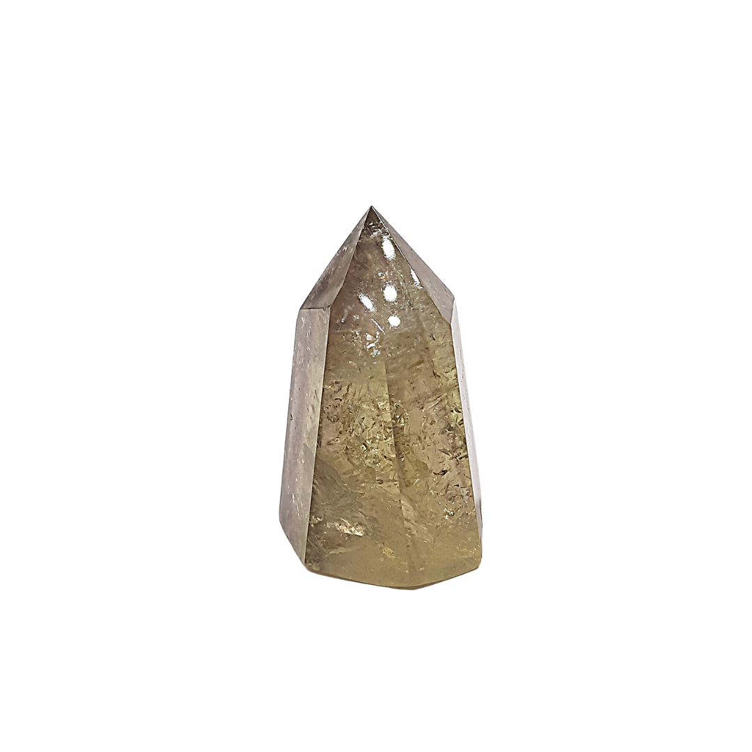 Punta Generador de Cuarzo Citrino Ahumado Natural 65 g 4.9 cm altura
