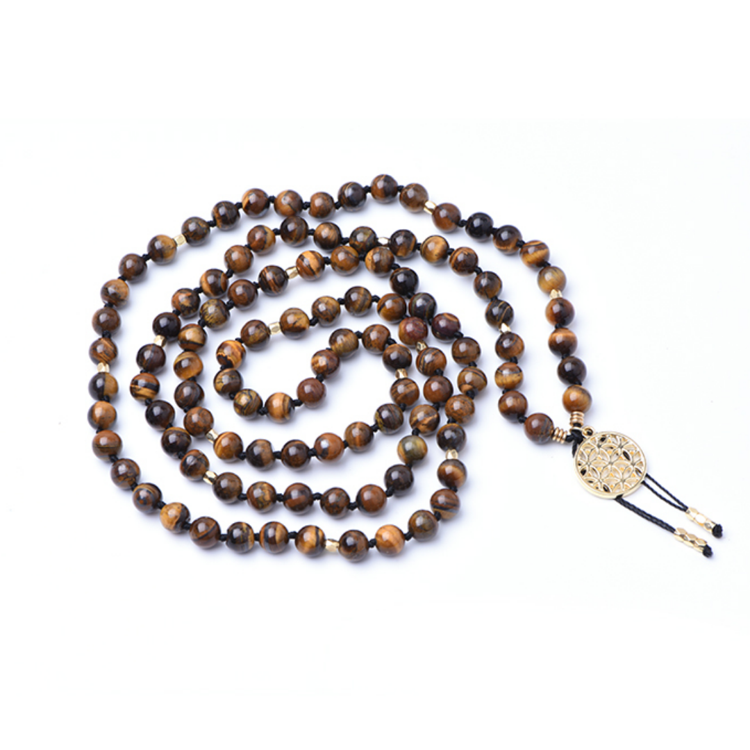 Japa Mala Ojo de Tigre de 8 mm. 108 cuentas.Meditación