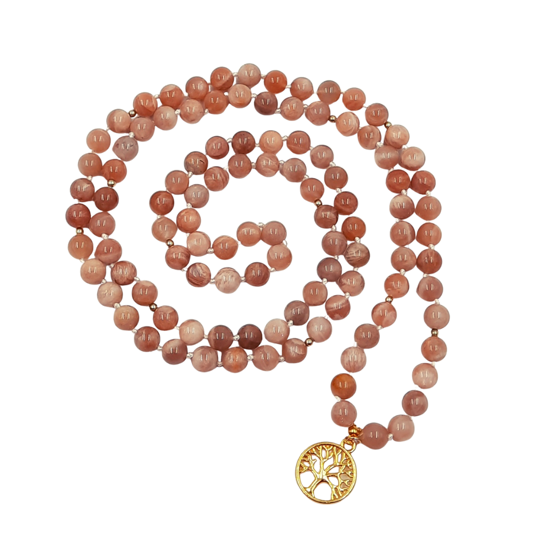 Japa Mala Piedra del Sol de 8 mm. 108 cuentas.Meditación