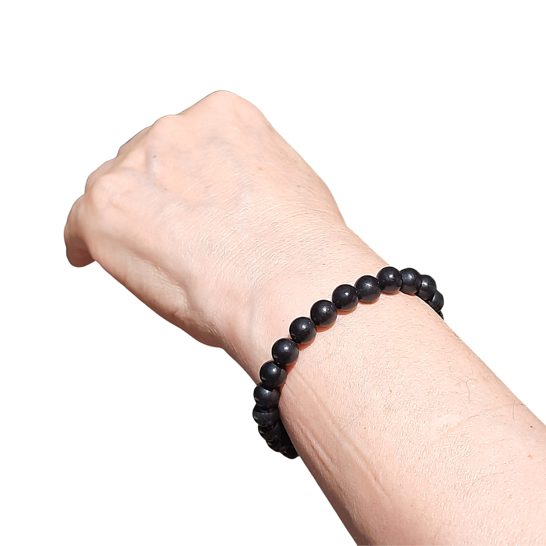 Pulsera Ágata Negra cuentas 8 mm Sanación Protección