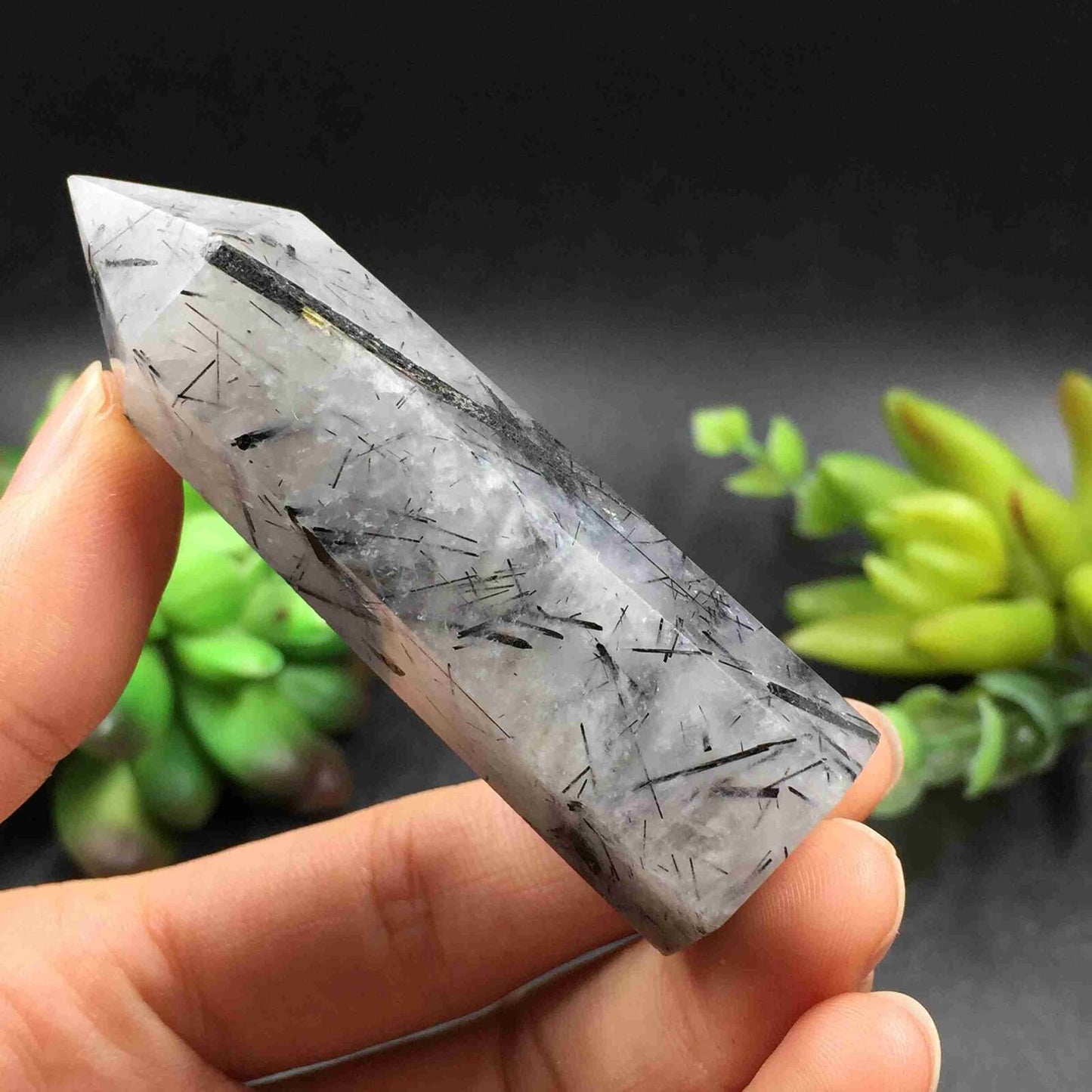Cuarzo Turmalinado Punta Generador 48.8 g 7 * 2.3 * 2.2 cm - Caleidoscopio