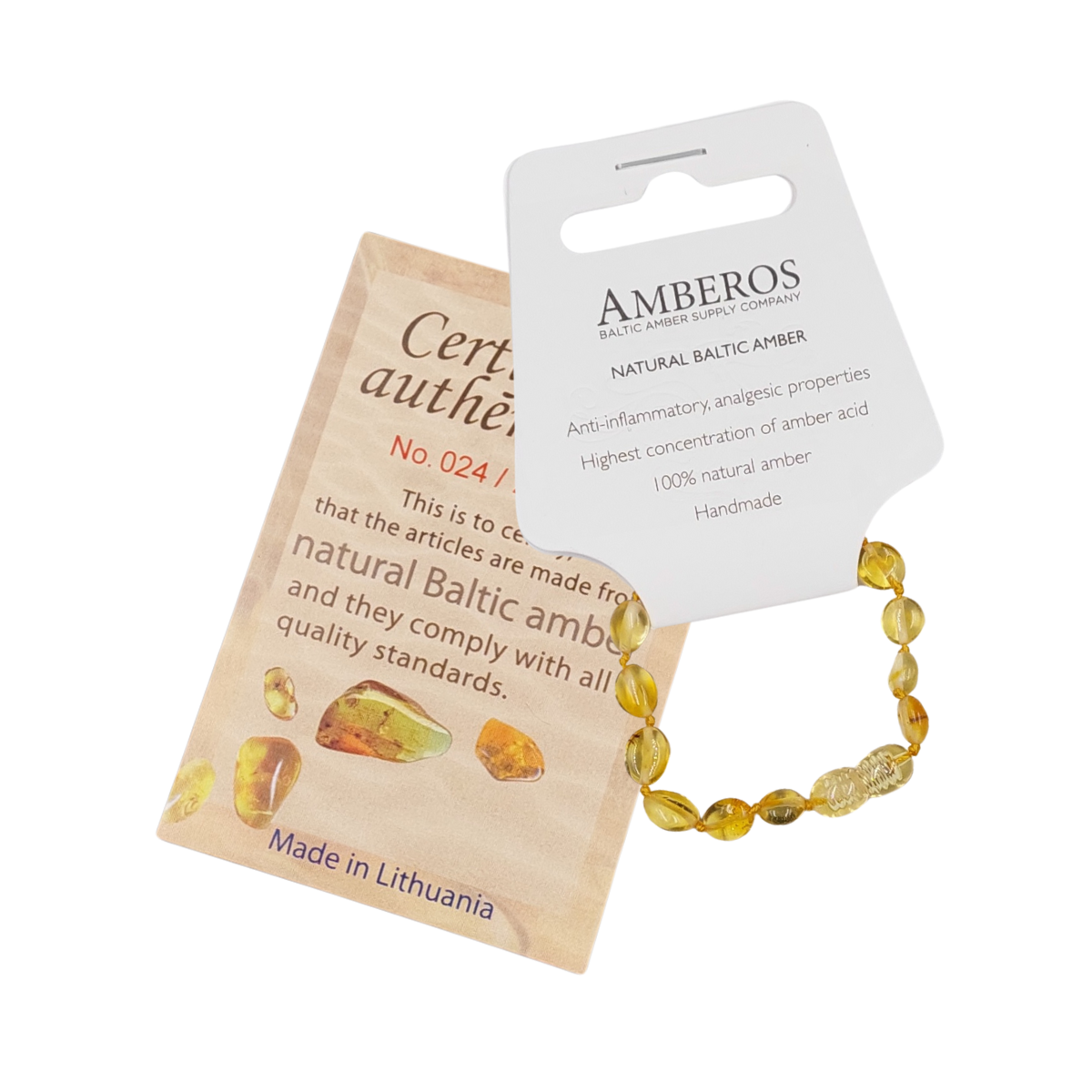 Pulsera Ámbar para Bebé con Certificado Dentición