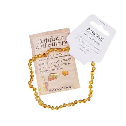 Collar Bebé Ámbar con Certificado. Dentición 4 Colores