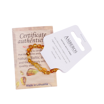 Pulsera Ámbar para Bebé con Certificado Dentición