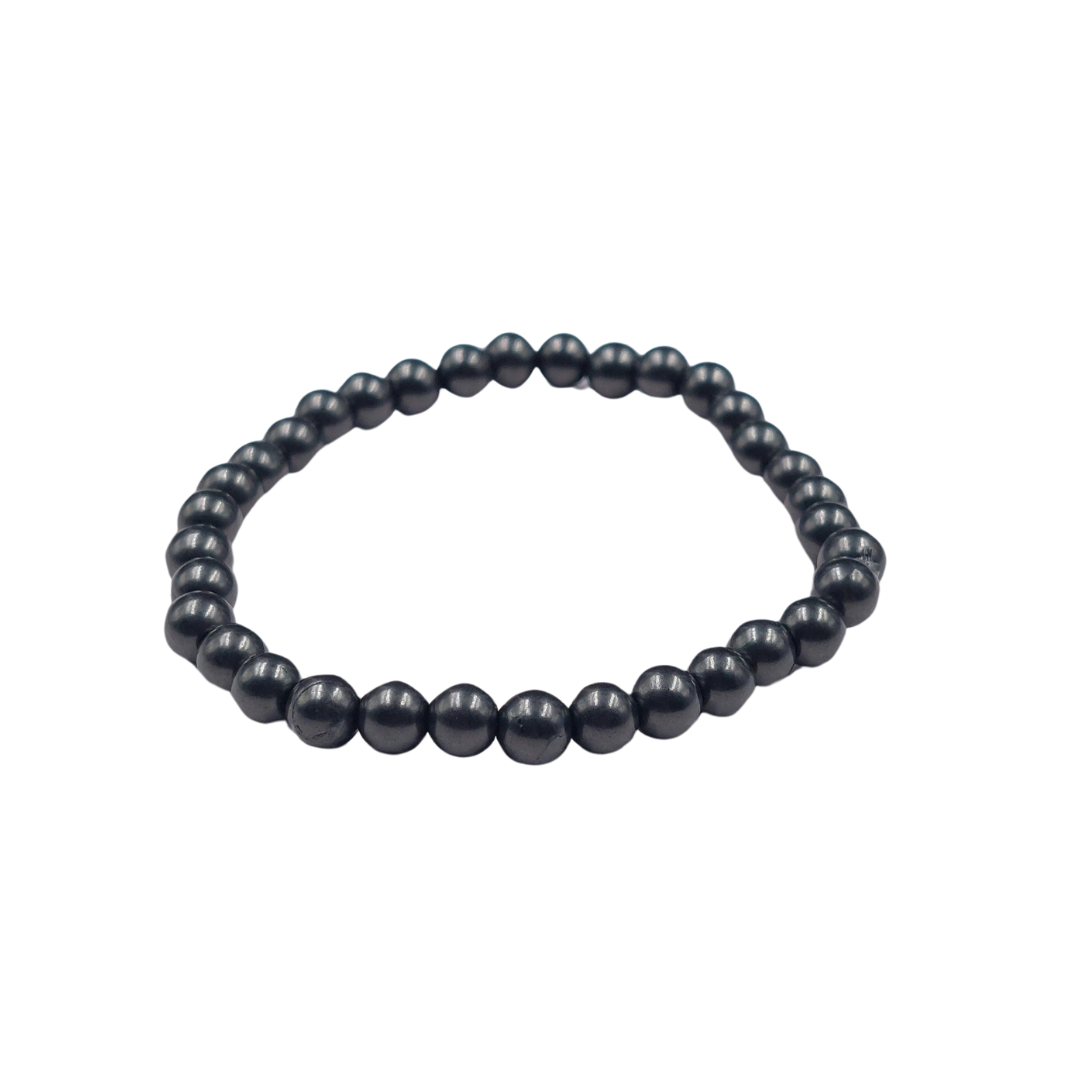 "Shungite" Pulsera Shunguita cuentas 6 mm y 17 cm Sanación Protección