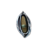 Anillo de Auténtica Moldavita pulida. Plata 925. Medida 8.5. Mod 395