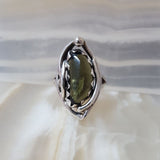 Anillo de Auténtica Moldavita en Plata 925. Medida 7.5 Mod. 421 - Caleidoscopio
