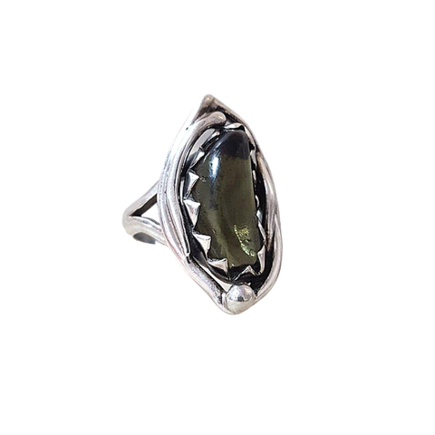 Anillo de Auténtica Moldavita en Plata 925. Medida 7.5 Mod. 421