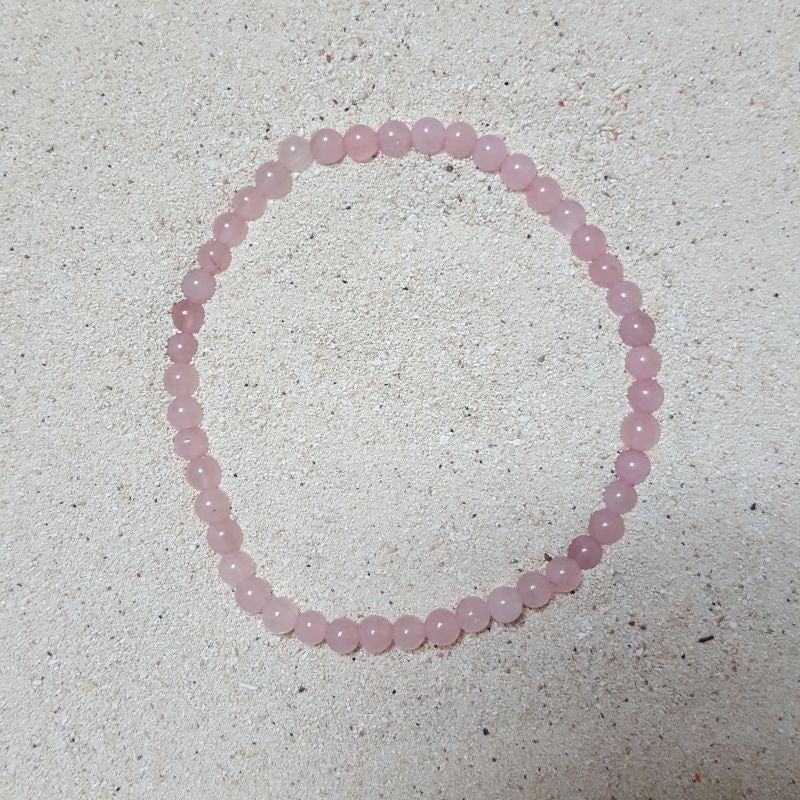 Pulsera Cuarzo Rosa Cuentas de 4 mm. Inspiración, compasión, amor - Caleidoscopio