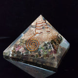 Pirámide Orgón Turmalina Multicolor 7 x 7 cm x lado x 5.5 cm alto - Caleidoscopio