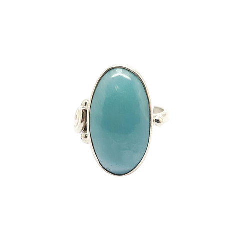 Anillo de Larimar AAA en Plata 925 Medida 7.5