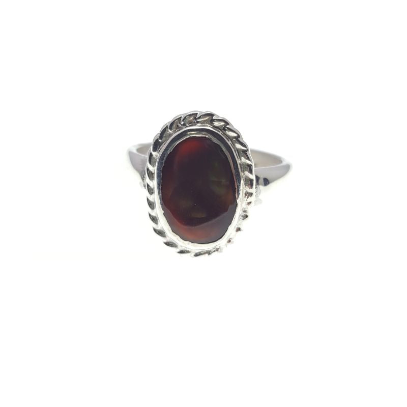 Anillo de Ágata de Fuego Plata 925 Talla 7.5 Modelo 432 - Caleidoscopio