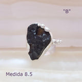 Anillo Tektita Negra Plata 925 Modelo 1473 - Caleidoscopio