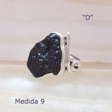 Anillo Tektita Negra Plata 925 Modelo 1473 - Caleidoscopio