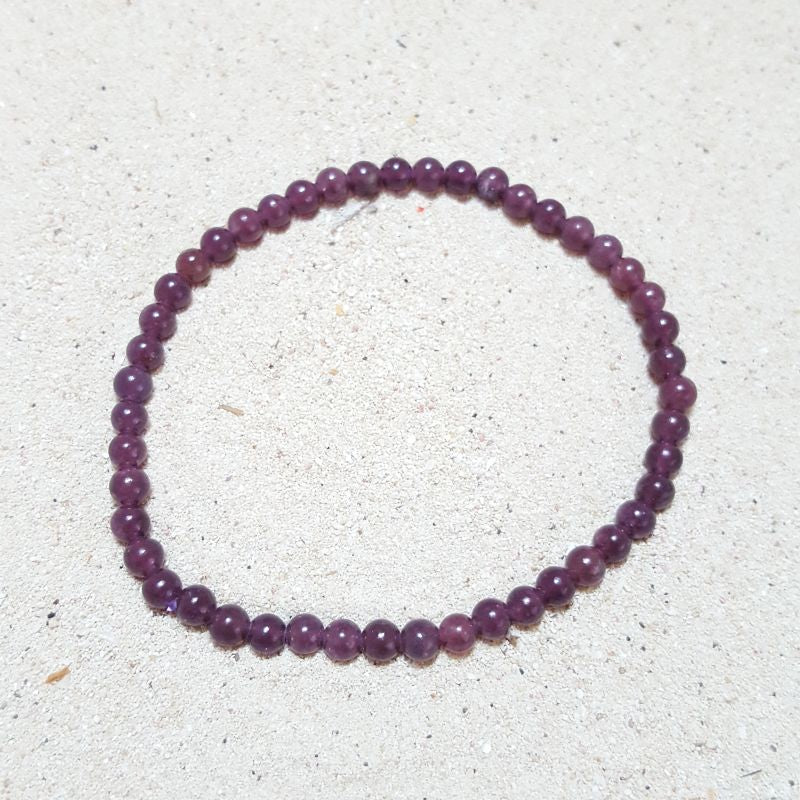Pulsera Lepidolita Purpura 4 mm. Ansiedad Insomnio Estrés - Caleidoscopio