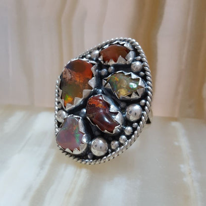 Anillo de Ópalo de Fuego Plata 925 Medida 9 Mod 1533 - Caleidoscopio