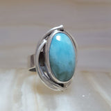 Anillo de Larimar AAA en Plata 925 Medida - Caleidoscopio