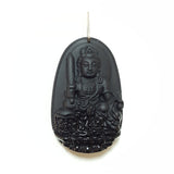 Dije Obsidiana Buda tallada. Argolla de Plata - Caleidoscopio