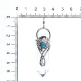 Dije Punta de Cuarzo Blanco Cristal con Amatista y Turquesa en Plata 925 - Caleidoscopio