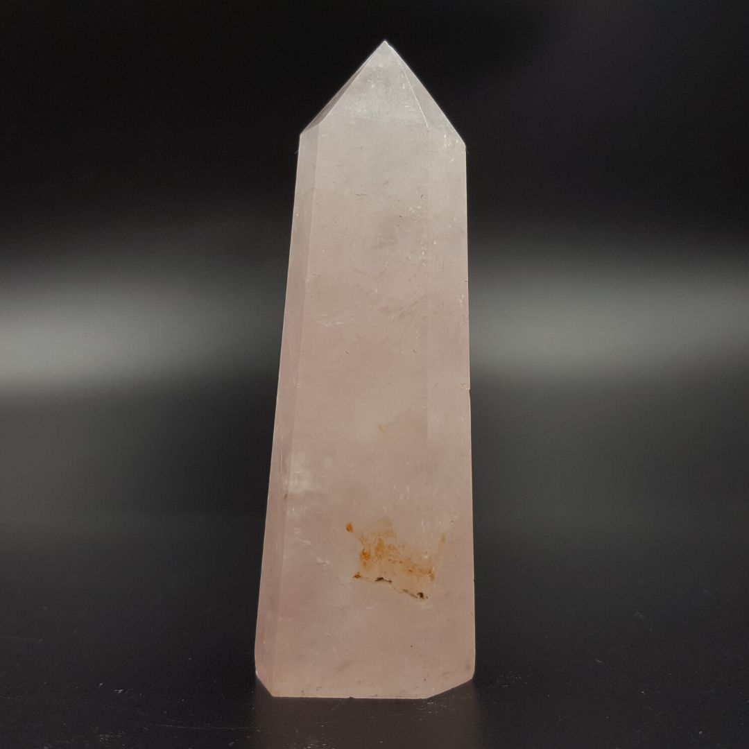 Punta Generador Obelisco Cuarzo Rosa Natural 32 - 41 gr 6 cm Altura