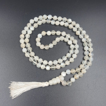 Japa Mala Piedra Luna 108 cuentas de 5 mm Meditación