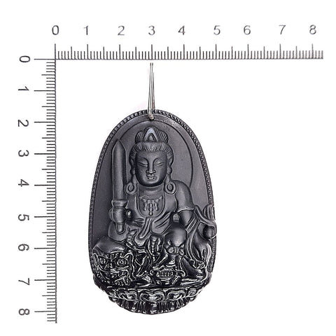 Dije Obsidiana Buda tallada. Argolla de Plata