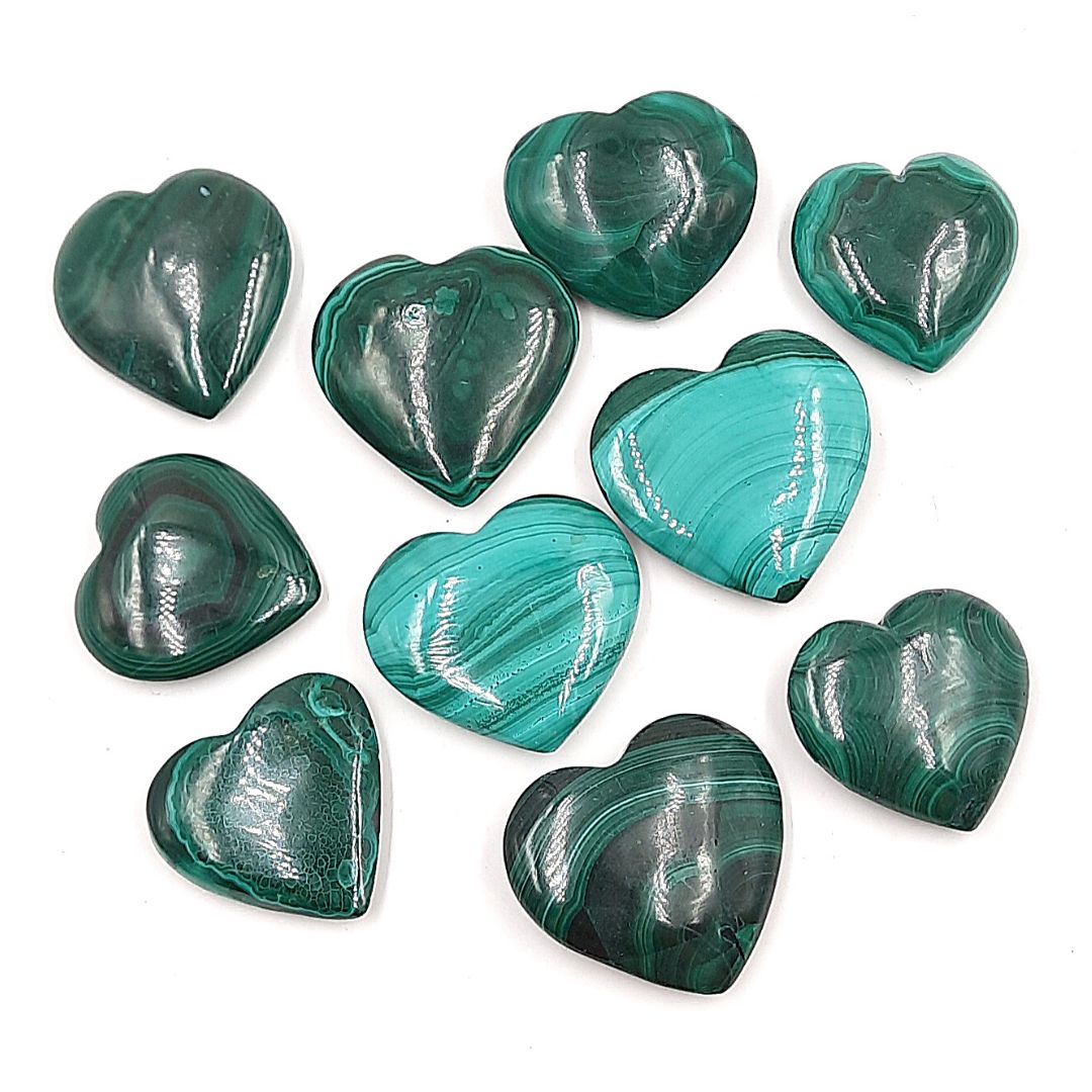 Auténtica Malaquita Corazón de 3 a 4 cm