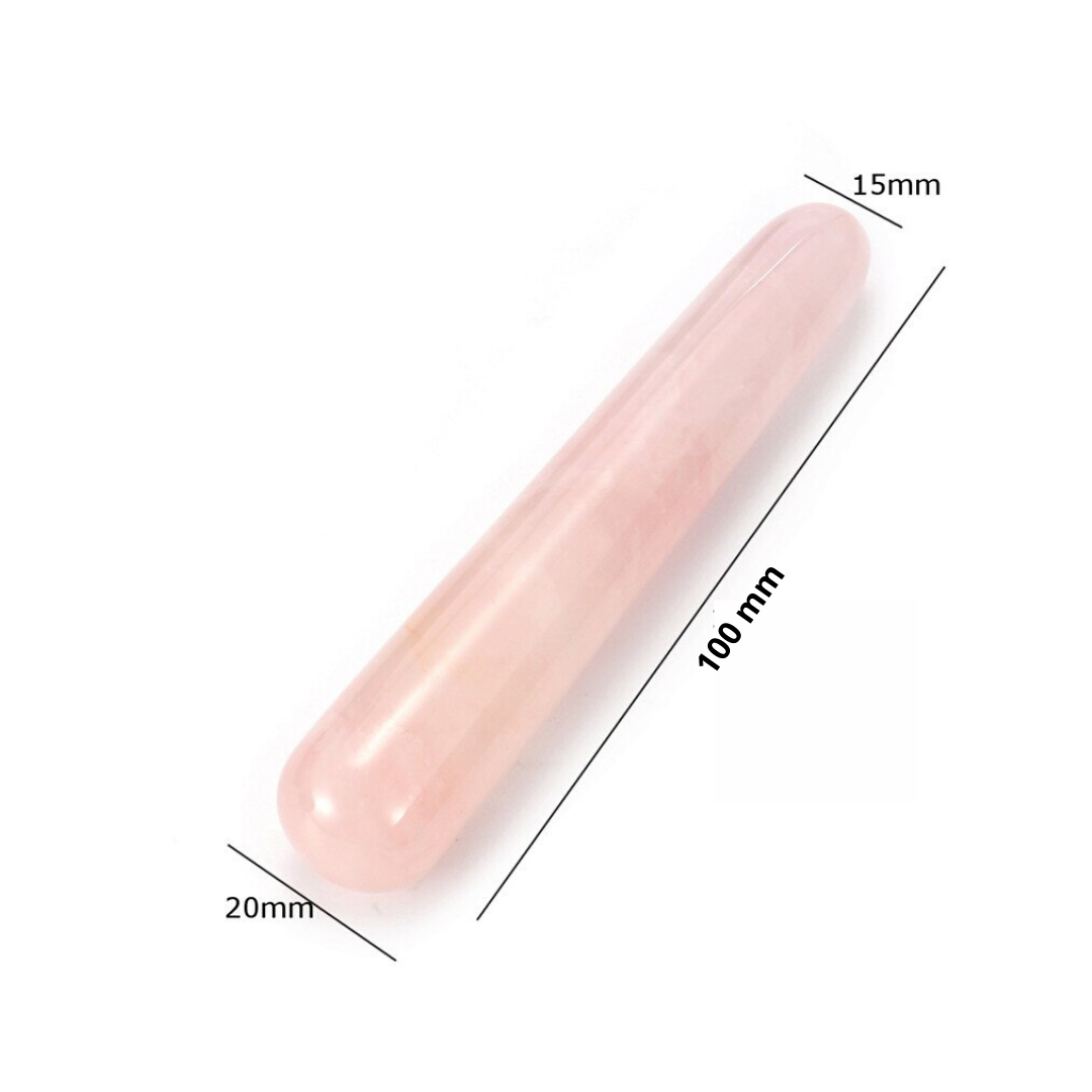 Vara de Cuarzo Rosa tallada para masaje 10 cm - Caleidoscopio