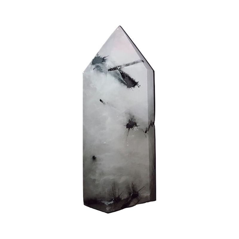 Cuarzo Turmalinado Punta 57 - 61 g y 6 cm de altura aproximada - Caleidoscopio