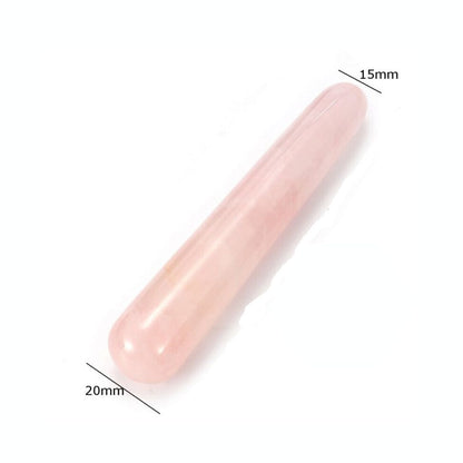 Vara de Cuarzo Rosa tallada para masaje 10 cm - Caleidoscopio