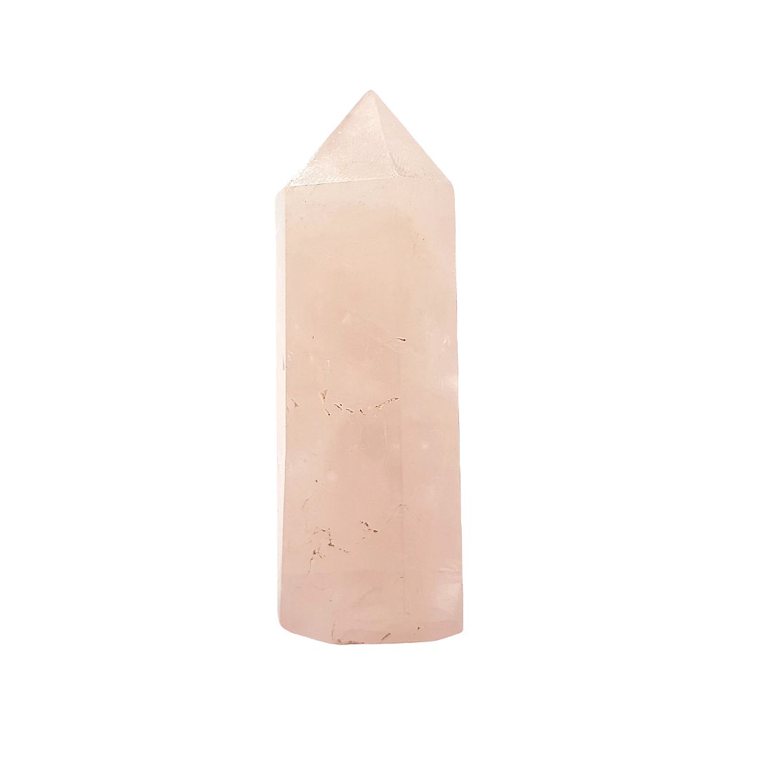 Punta Generador Obelisco Cuarzo Rosa Natural 32 - 41 gr 6 cm Altura