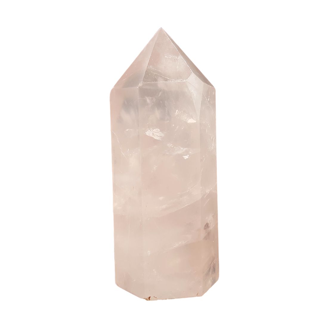 Punta Obelisco Cuarzo Rosa Natural 81 - 89 g 6.4 a 7 cm Altura