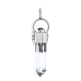 Dije Punta de Cuarzo Blanco Cristal con Amatista y Turquesa en Plata 925