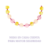 Pulsera Ámbar para Bebé con Jade y Cuarzo Rosa Certificado Dentición