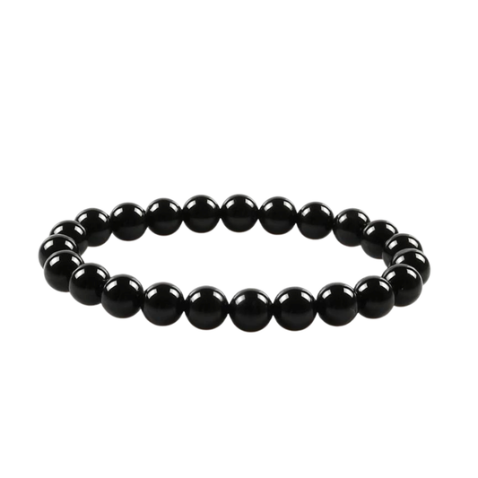 Pulsera Ágata Negra cuentas 8 mm Sanación Protección