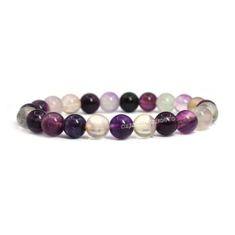 Pulsera Fluorita Morada Cuentas de 8 mm. Protección, Estructura - Caleidoscopio