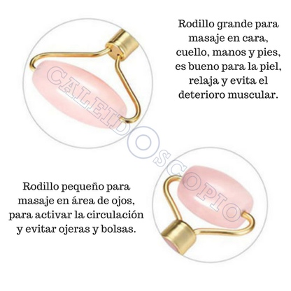 Rodillo Jade Verde Aventurina Primera Calidad Masaje Anti-envejecimiento Facial Tonifica - Caleidoscopio