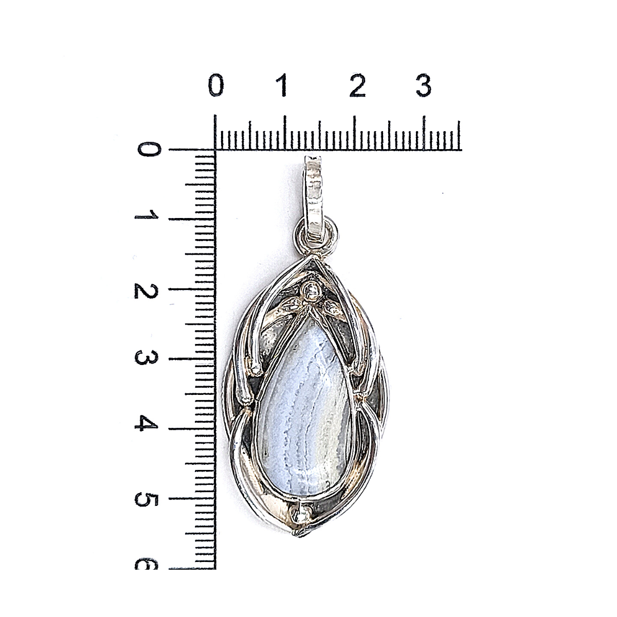 Dije de Ágata Cinta Azul Calcedonia en Plata 925